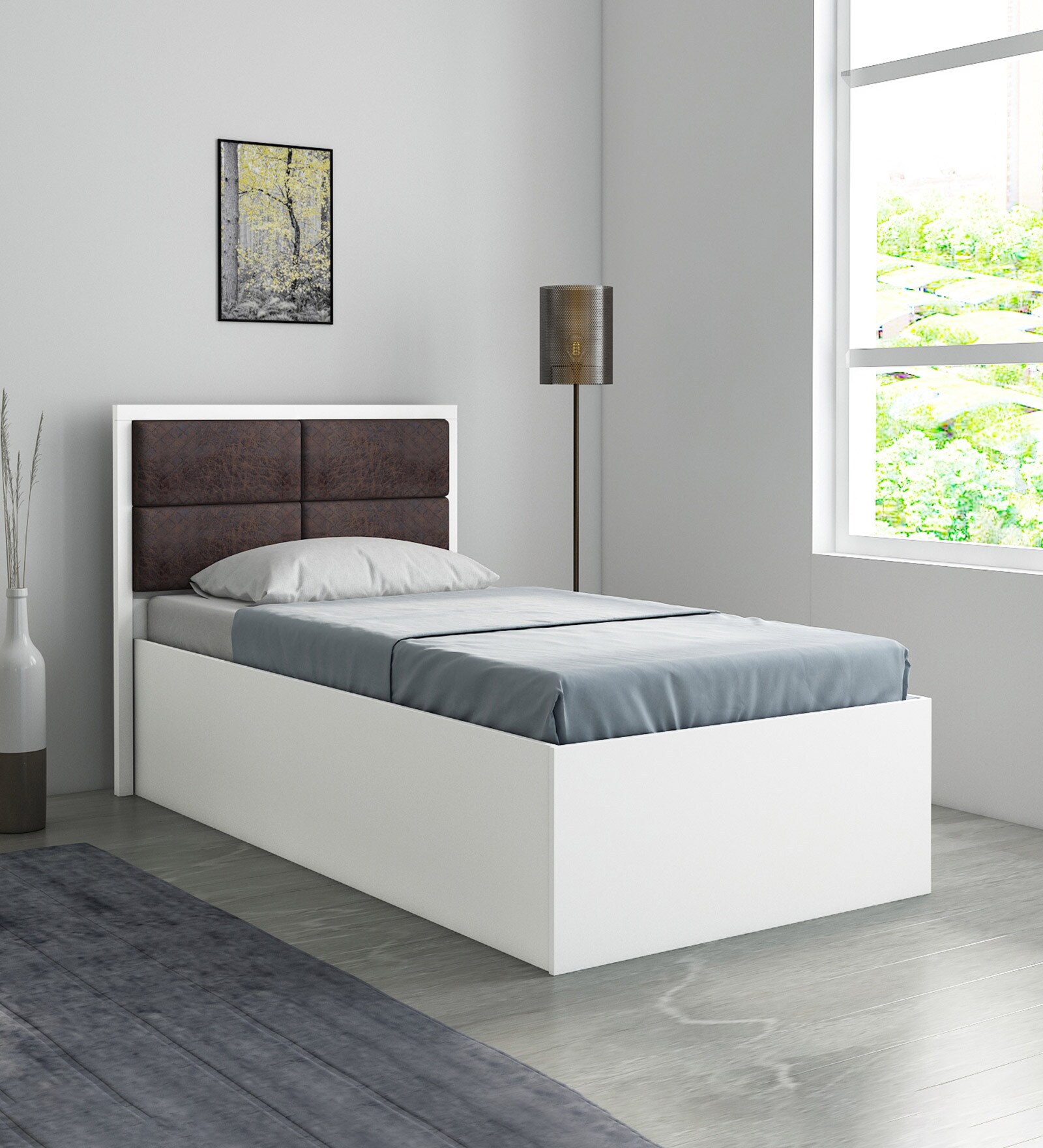 Buy Astro Single Bed in Frosty White Colour with Box Storage at 15 OFF