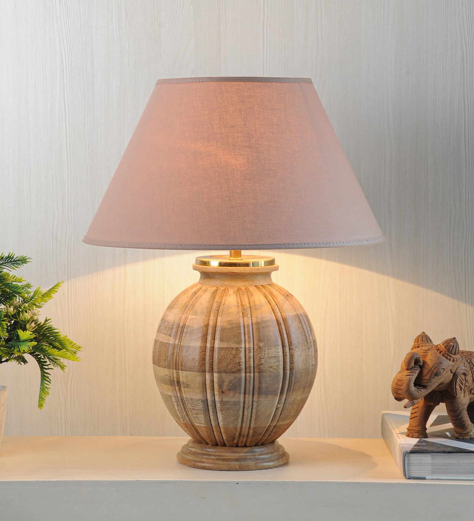 Astros Beige Shade Table Lamp With Cotton Base