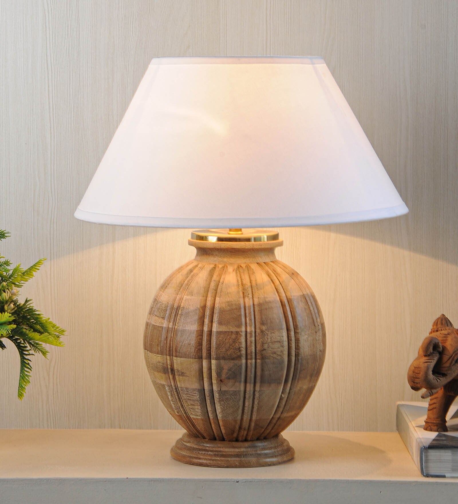 Astros White Shade Table Lamp With Cotton Base