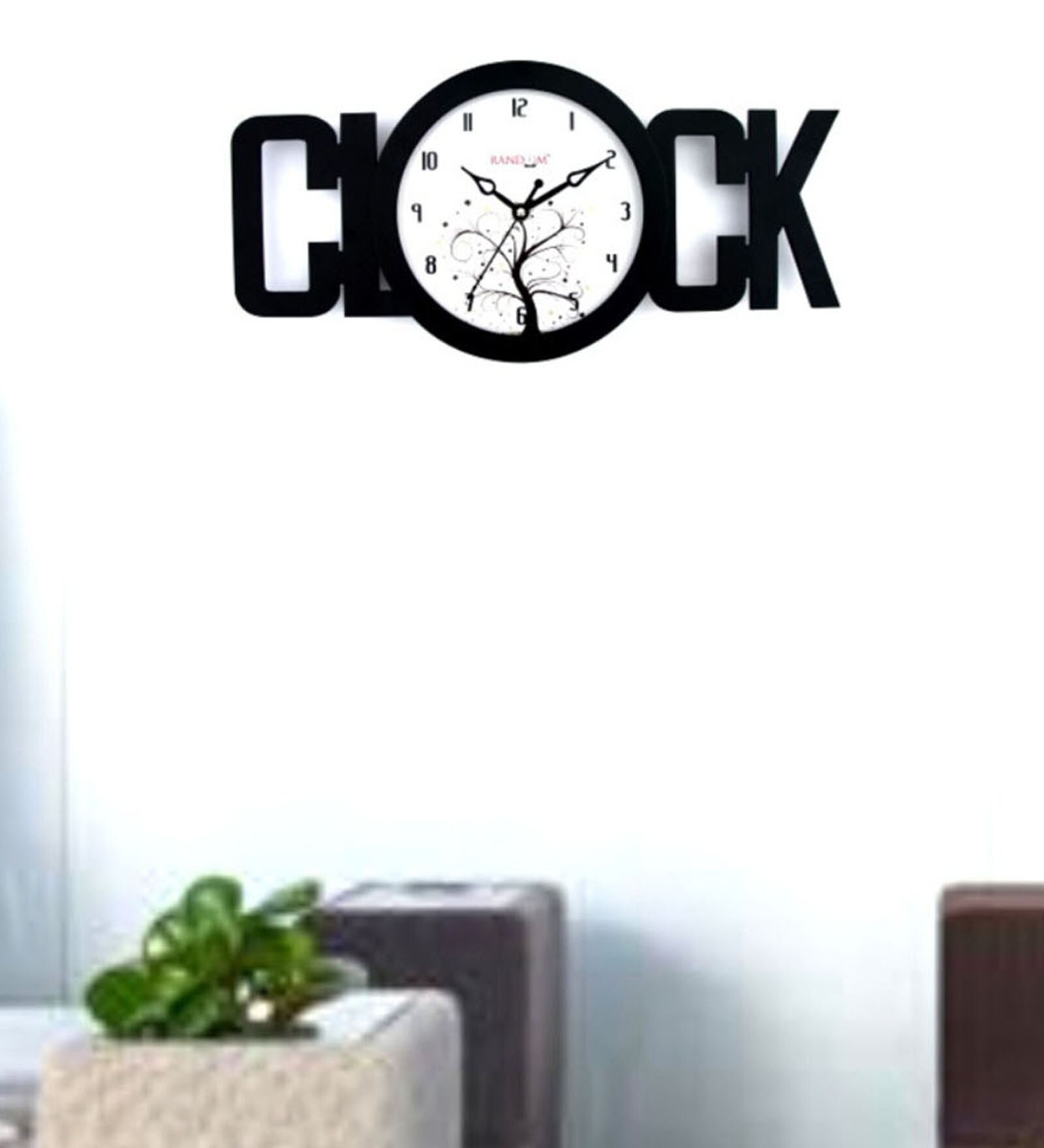 White Synthetic Wood Asymmetric Analogue Modern Wall Clock