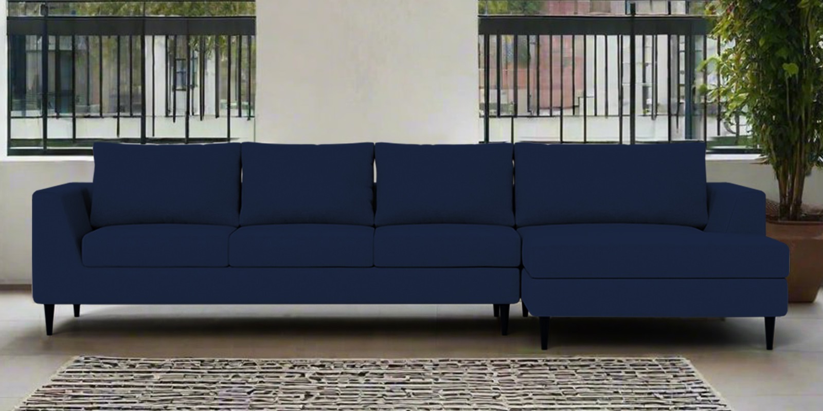 Asher Fabric LHS Sectional Sofa In indigo Colour