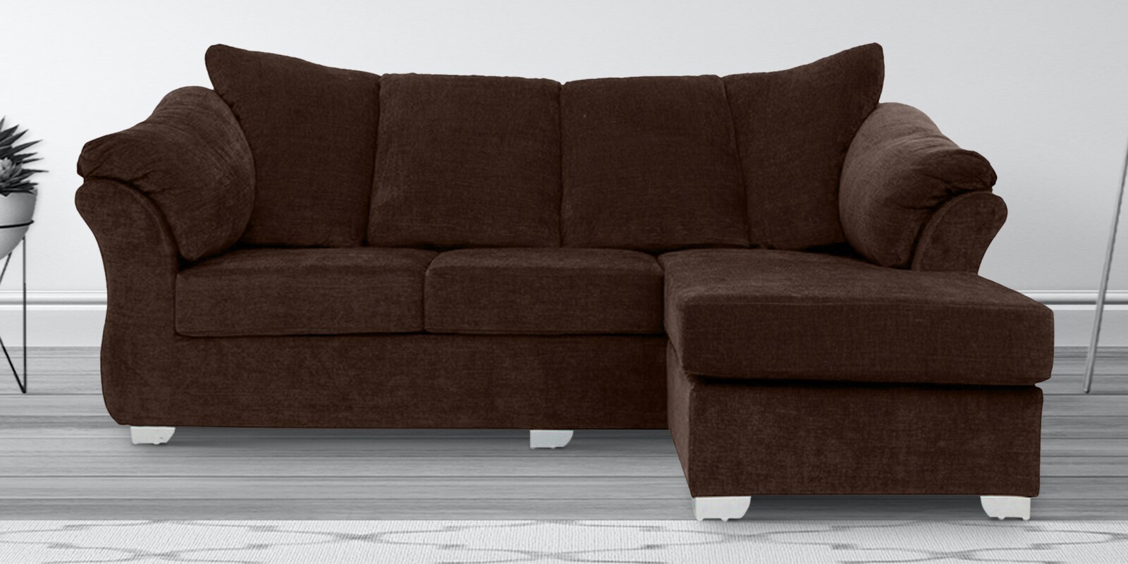 Buy Ashley LHS 2 Seater Sofa With Lounger In Brown Colour At 30% OFF By ...