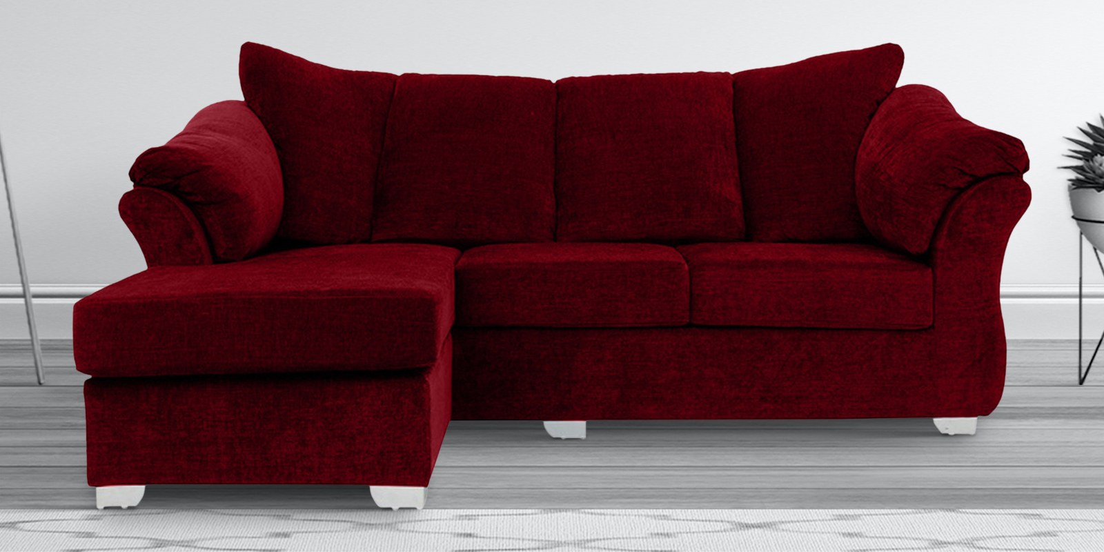 Ashley RHS 2 Seater Sofa with Lounger in Red Colour Ashley RHS 2 Seater Sofa with Lounger in Red Colour