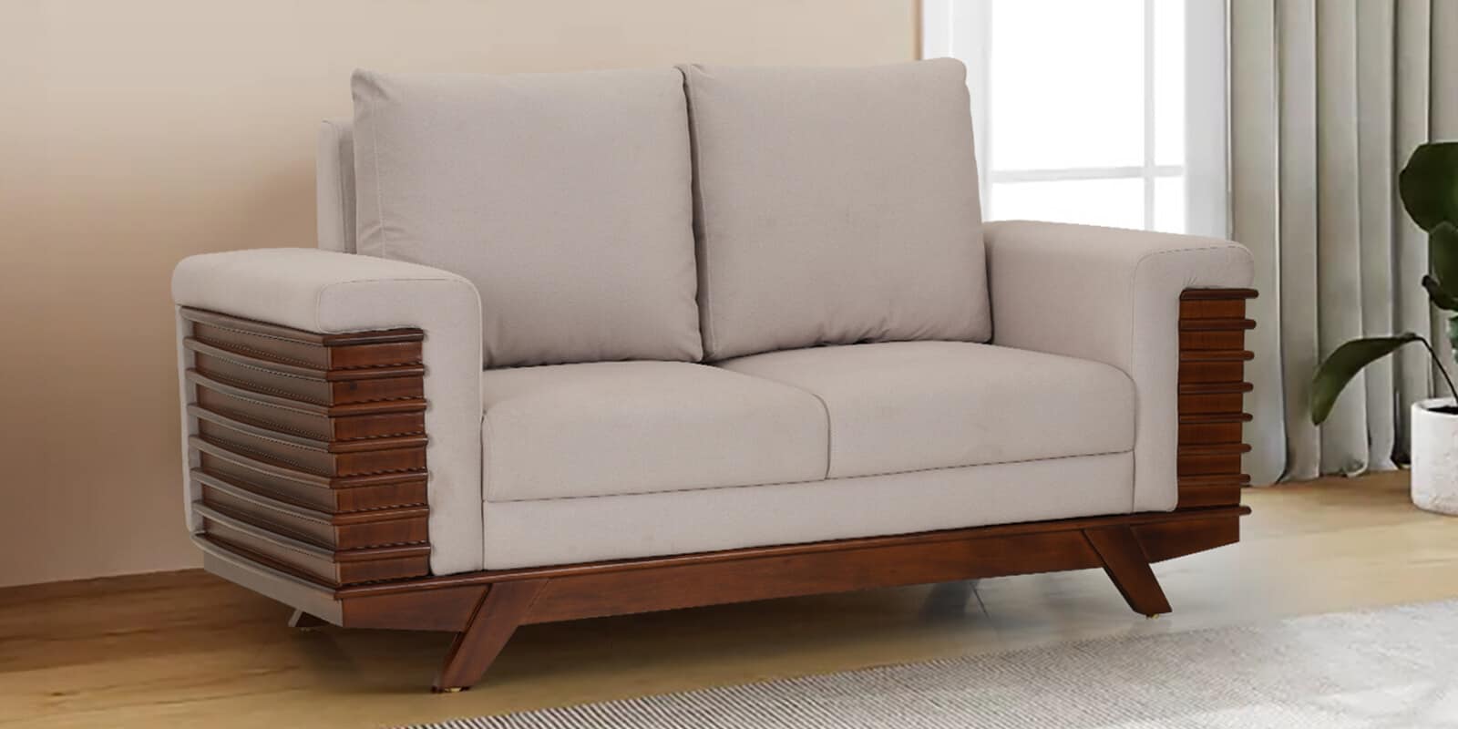Ashoka 2 Seater Sofa In Brown Finish