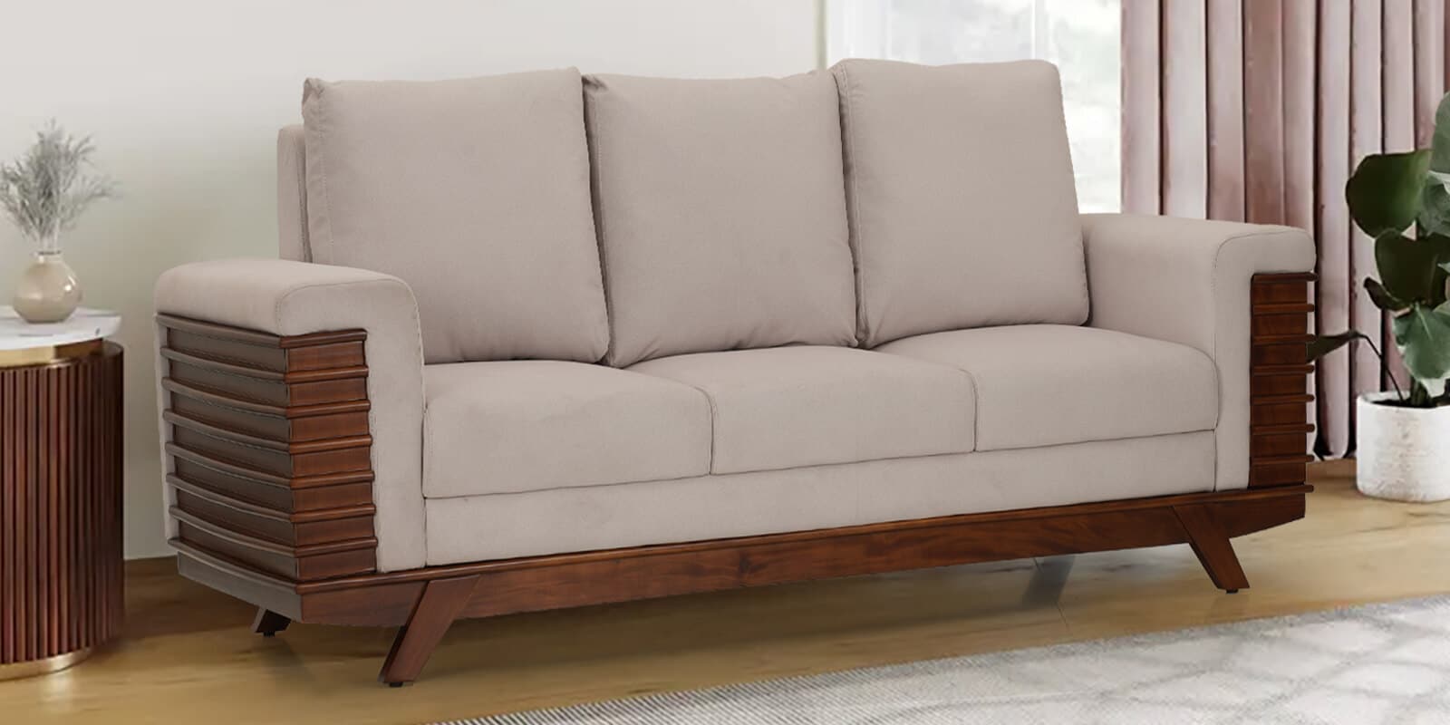 Ashoka 3 Seater Sofa In Brown Finish
