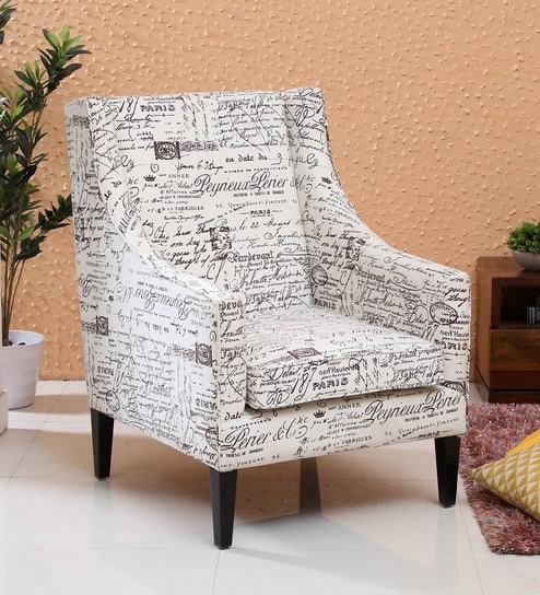 Asetto Wing Chair With Printed Canvas By Bohemiana