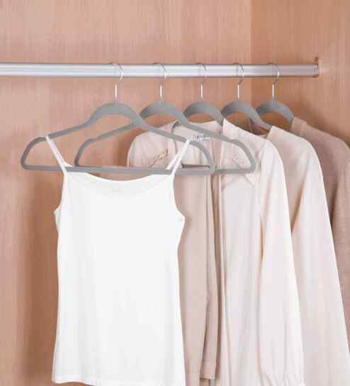 Ash Grey Premium Velvet Hangers with Non-Slip Surface, 360 Swivel Hook, Slim Ergonomic Design