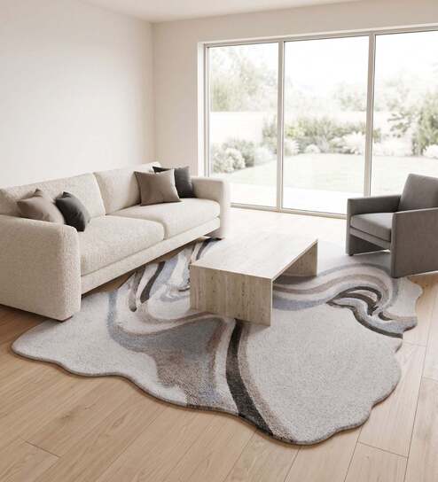 Ash Grey Beige Natural Wool 8 X 5 Feet Rectangle Carpet-image-28