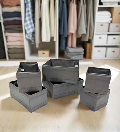 Ash Grey Foldable Polyester Storage Organisers Durable, Washable, Space-Saving Solution