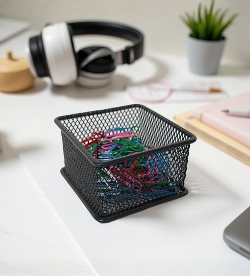 Ash Grey Metal Mesh Paper Clip Holder