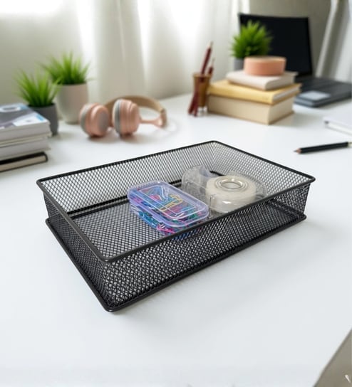 Ash grey Stackable Metal Mesh Storage Basket