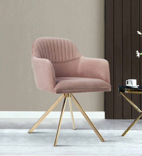 Asher Fabric Arm Chair In Prink Colour