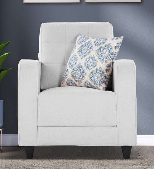 Ashford Fabric 1 Seater Sofa in Light Grey Colour