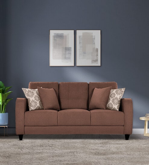 Ashford Fabric 3 Seater Sofa in Brown Colour