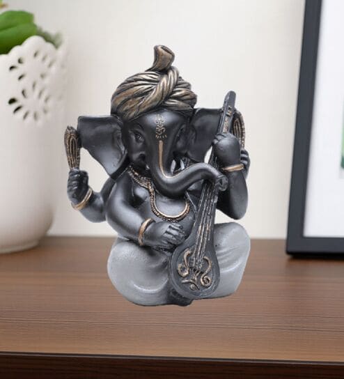 Pagadi Sitar Music Ganesha - Metallic Grey, 17cm