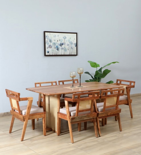 Assen Acacia Wood 6 Seater Dining Set In Natural finish