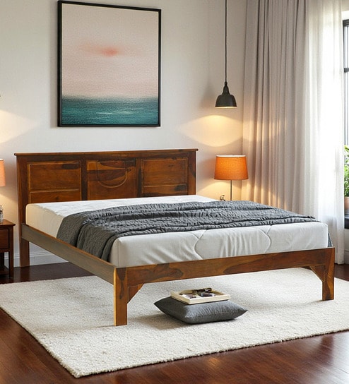 Assens Sheesham Wood King Size Bed In Provincial Teak Finish