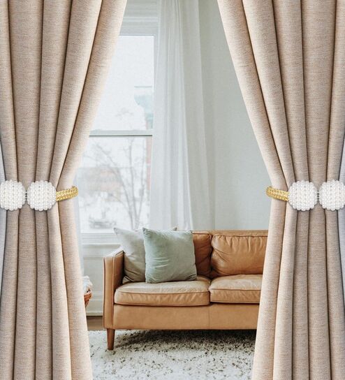 Pack of 2 Assorted Curtain Tiebacks with Imitation Pearl
