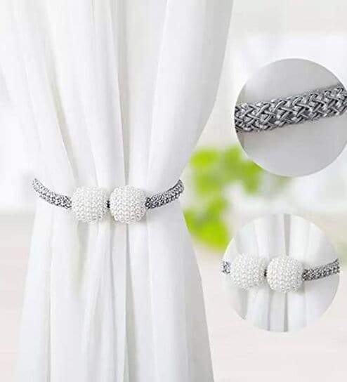 Pack of 2 Assorted Curtain Tiebacks with Imitation Pearl