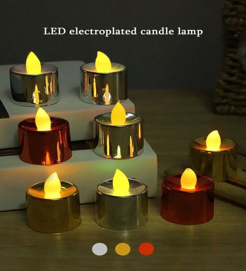 (Pack of 4) Assorted Festive Battery Operated LED T- Light Candle (Warm White)
