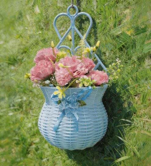 Assorted Wall Hanging Planter with 2 Flowers Bunches