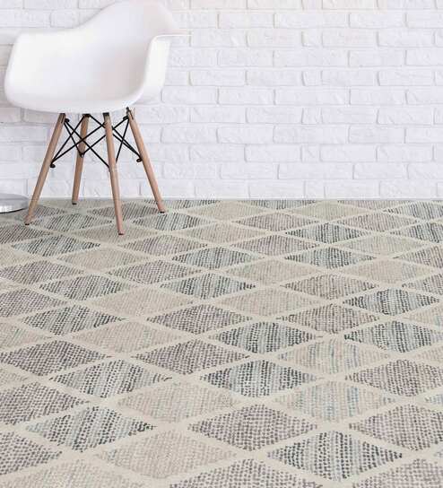 Multicolor Geometric Wool 5 ft x 8 ft Hand Tufted Carpet by Saraswati Global