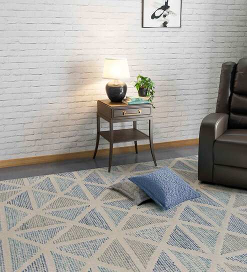Multicolor Geometric Wool 8 ft x 10 ft Hand Tufted Carpet
