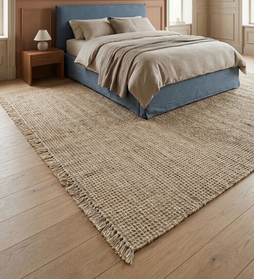 Soft Textured Braided Rug 8X10 ft| Tan & Beige Carpet Dhurrie