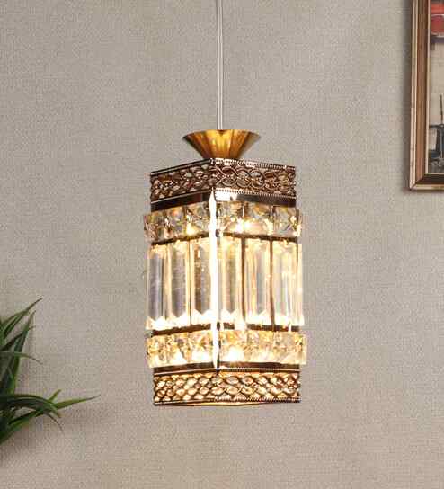 Astraea Gold Iron Hanging Light | Inbuilt LED | without Bulb | Eliante by Jainsons Lights