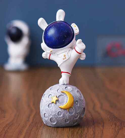 Astronaut Sky Rabbit  Multicolour Polyresin Showpieces