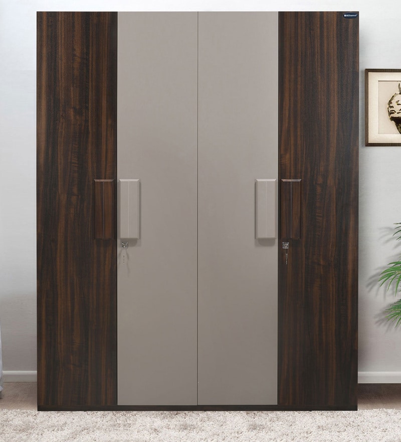 Buy Aster 4 Door Wardrobe In Brown Colour By Nilkamal Online 4