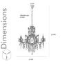 Ascona 8 Arms Metal and Crystal Chandelier