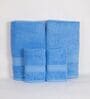 Blue Cotton Solid  500 GSM Bath & Hand Towels Pack of 4 (2 Bath 2 Hand)