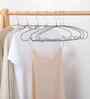 Ash Grey High-Quality PVC-Coated Metal Shirt and Trouser Hanger with Non-Slip Coating, Swivel Hook, and Ergonomic Ends Set of 5