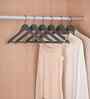 Ash Grey Lotus Wood Shirt Hanger with Ribbed Non-Slip Bar and Satin Nickel Swivel Hook Set of 5