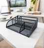 Ash Grey Metal Mesh Desk Organizer with Compartments