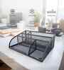 Ash Grey Metal Mesh Desk Organizer with Compartments