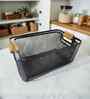 Ash Grey Powder-Coated Metal Mesh Storage Basket