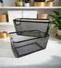 Ash Grey Powder-Coated Metal Mesh Storage Basket