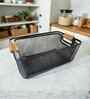 Ash Grey Powder-Coated Metal Mesh Storage Basket