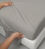Ash Grey Solid 400 TC Cotton Single Sized Bedsheet with 1 Pillow Cover