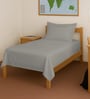 Ash Grey Solid 400 TC Cotton Single Sized Bedsheet with 1 Pillow Cover