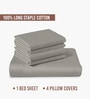 Ash Grey Solid 400 TC Cotton Super King Sized Bedsheet with 4 Pillow Covers