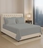 Ash Grey Solid 400 TC Cotton Super King Sized Bedsheet with 4 Pillow Covers