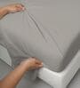 Ash Grey Solid 400 TC Cotton Super King Sized Bedsheet with 4 Pillow Covers