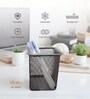 Ash Grey Square Metal Mesh Pen Stand