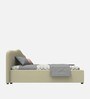 Ashley Velvet Queen Size Bed in Beige Colour