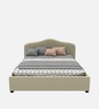 Ashley Velvet Queen Size Bed in Beige Colour