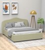 Ashley Velvet Queen Size Bed in Beige Colour