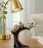 Decorative Bird Showpiece Standing On Tree (White & Brown, 26.6cm)